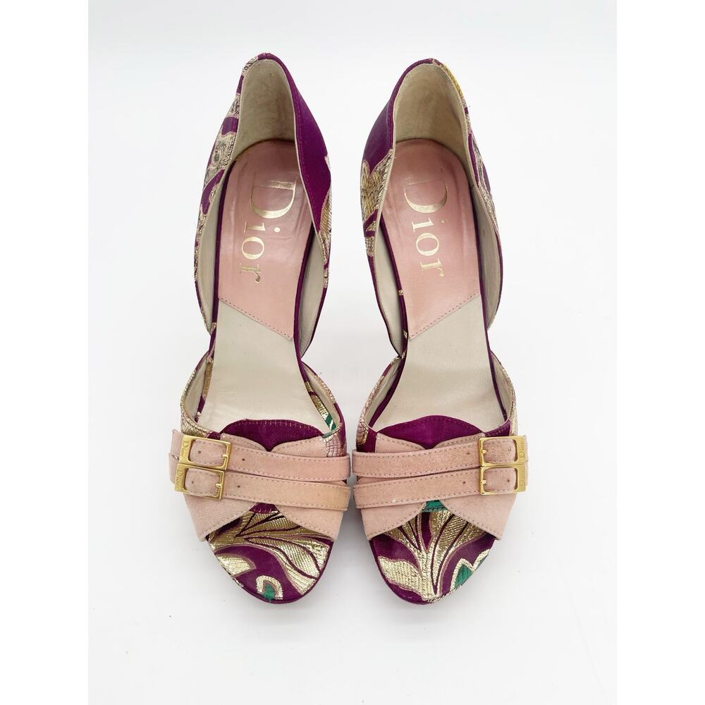 Christian Dior Vintage Y2K Metallic Brocade D'Orsay Platform Pumps Heels EU 38 - Picture 7 of 13